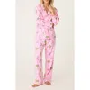 Pj Salvage Print Cotton Flannel Pajamas In Pink Violet