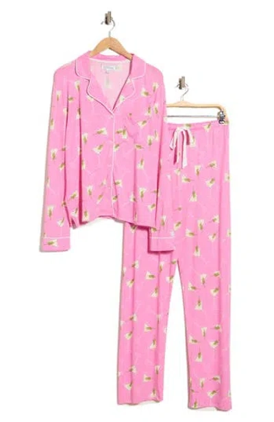 Pj Salvage Print Notch Collar Pajamas In Pink