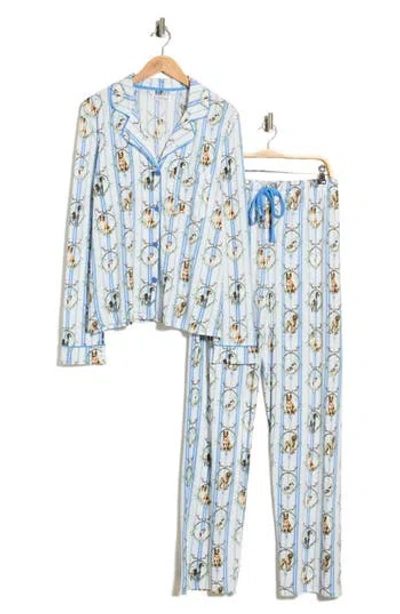 Pj Salvage Print Notch Collar Pajamas In Animal Print