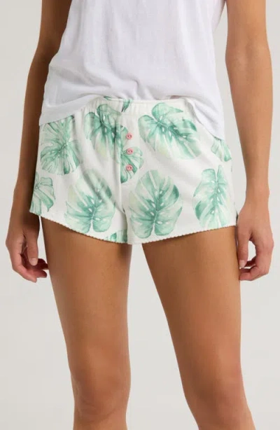 Pj Salvage Print Pointelle Pajama Shorts In White