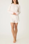 Pj Salvage Print Waffle Knit Short Pajamas In Orange