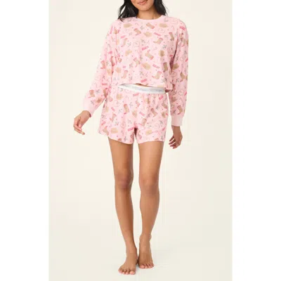 Pj Salvage Print Waffle Knit Short Pajamas In Pink