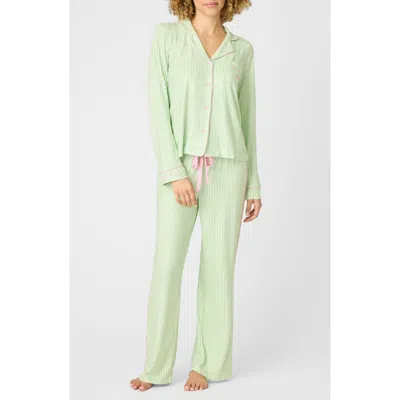 Pj Salvage Playful Print Long Pajama Set In Green