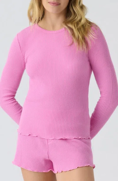 Pj Salvage Reloved Peachy Rib Pajama Top In Pink Rose