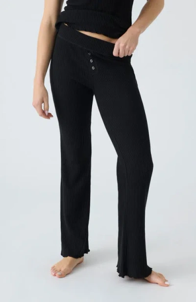 Pj Salvage Reloved Rib Knit Pajama Pants In Black