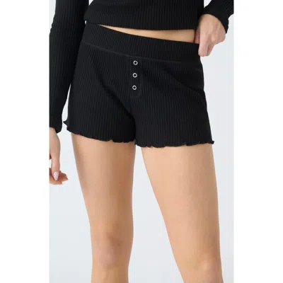 Pj Salvage Reloved Rib Knit Pajama Shorts In Black