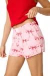 Pj Salvage Ribbons & Bows Flannel Short In Pink In Pink