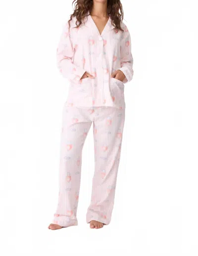 PJ SALVAGE ROSE ALL DAY FLANNEL PAJAMA SET IN PINK
