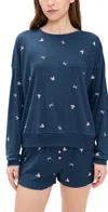 Pj Salvage Rose Pajama Top Navy