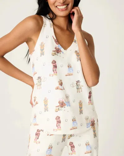 Pj Salvage Ruff On The Range Pajama Tank Top In Ivory In White
