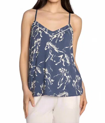 Pj Salvage Run Wild Sweetheart Cami Top In Dark Denim In Blue