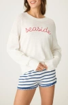 Pj Salvage Seaside Charm Waffle Knit Pajama Top In White