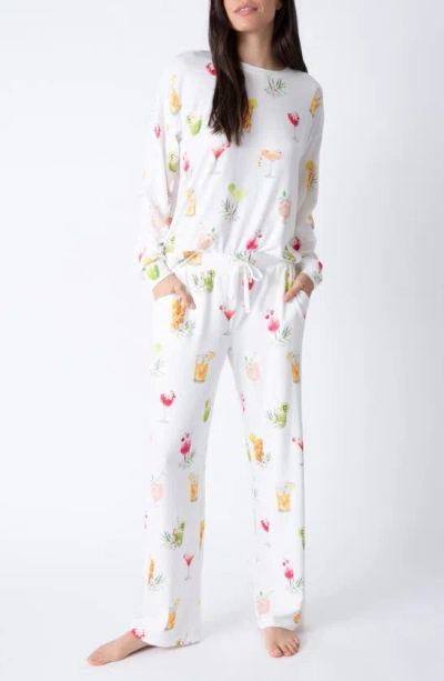 Pj Salvage Sipping On Sunshine Jersey Pajamas In Ivory