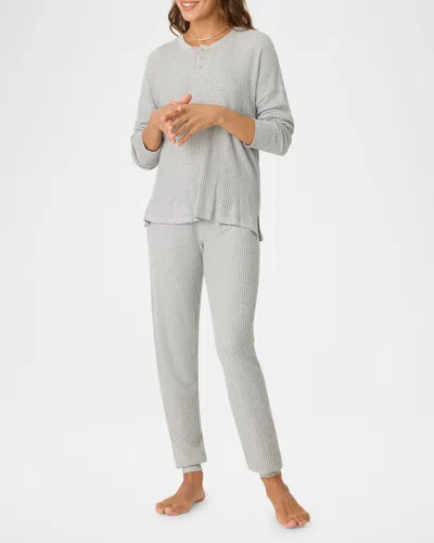 Pj Salvage Ski Jammie Waffle-knit Jogger Pajama Set In Heather Grey