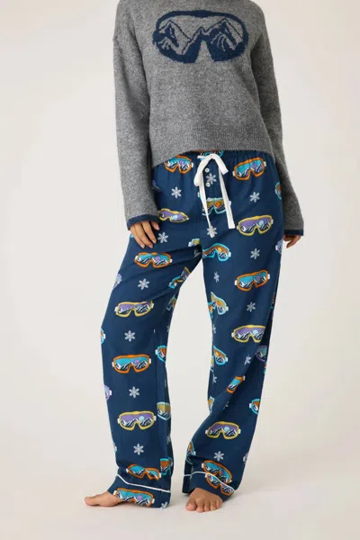 Pj Salvage Ski You Later Flannel Pant In Navy In Blue