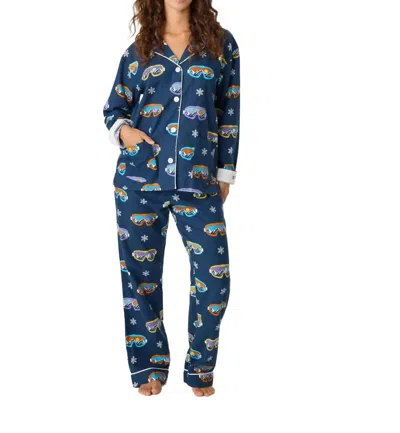 Pj Salvage Ski You Later Flannel Pj Set In Navy In Blue