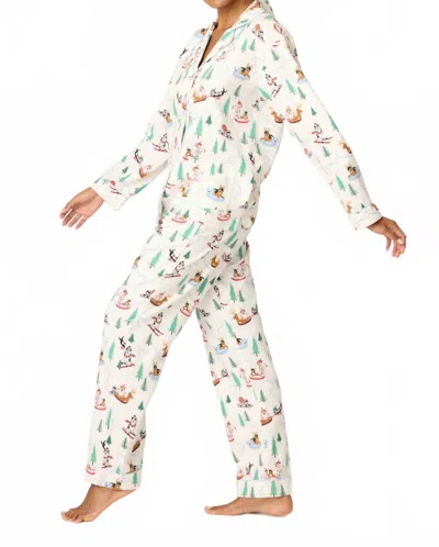 Pj Salvage Sleigh All Day 3-piece Flannel Pajama Set In White