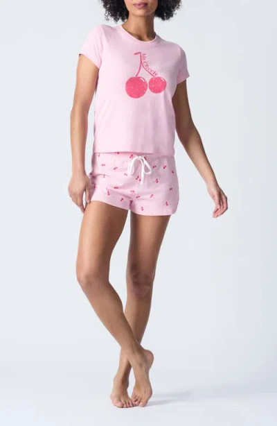 Pj Salvage Happy Days Shorts Pajama Set In Pink Cloud