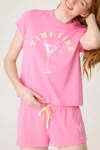 Pj Salvage Tini Time Softee Short Pajama Set In Sorbet In Pink