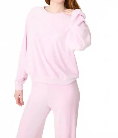 Pj Salvage Spread Love Velour Long Sleeve Sweatshirt In Lilac Snow In Pink