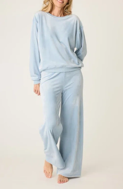 Pj Salvage Spread Love Velour Pyjamas In Bluestone