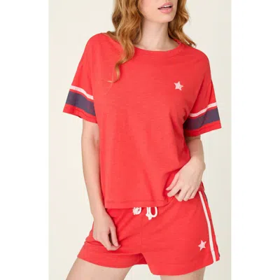 Pj Salvage Star Spangled Summer Cotton & Modal Pajama T-shirt Top In Red