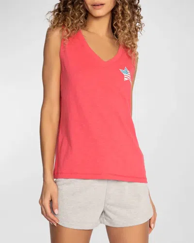 Pj Salvage Star Spangled Tank Top In Red In Pink