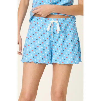 Pj Salvage Star Spangled Waffle Knit Drawstring Shorts In Blue