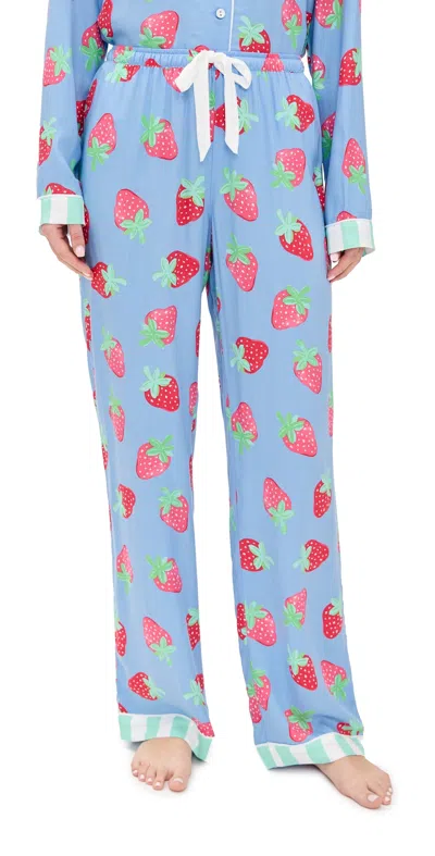 Pj Salvage Strawberry Pajama Pants Bright Blue