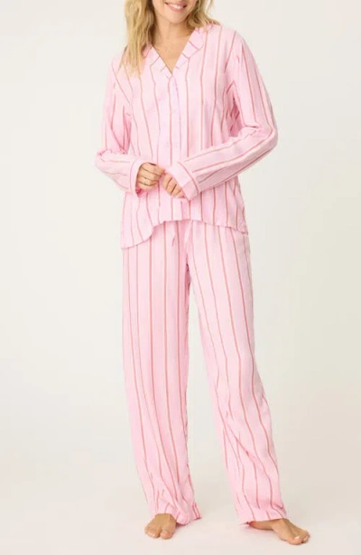 Pj Salvage Stripe Hype Pyjamas & Head Wrap Set In Candy Pink