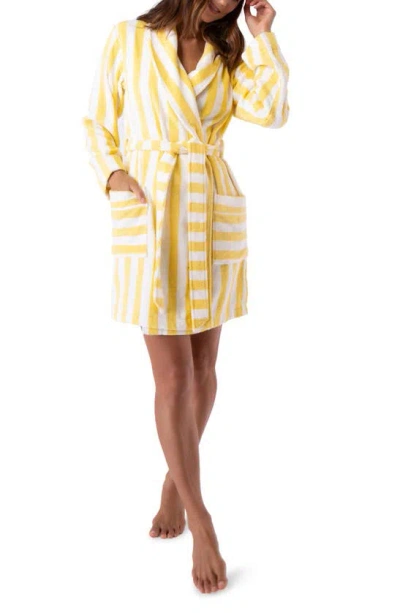 Pj Salvage Stripe Terry Cloth Dressing Gown In Lemon