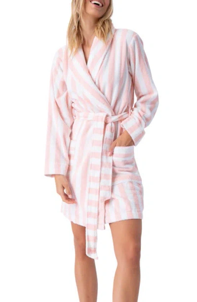 Pj Salvage Stripe Terry Cloth Dressing Gown In Pink Rose