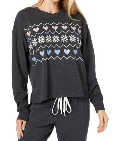 Pj Salvage Summit View Long Sleeve Top In Heather Slate