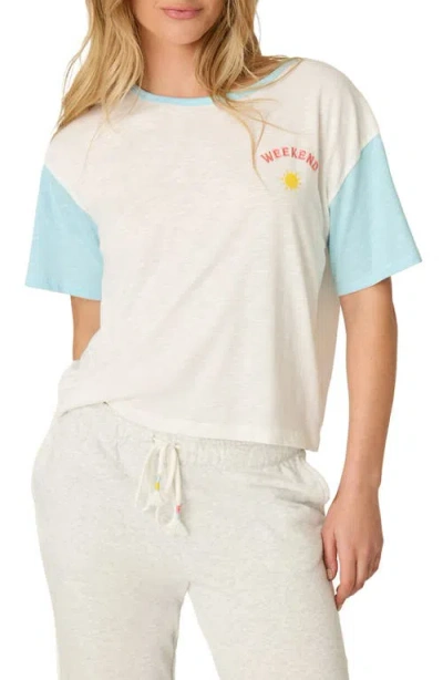 Pj Salvage Sunday Funday Cotton Blend Pajama T-shirt In White