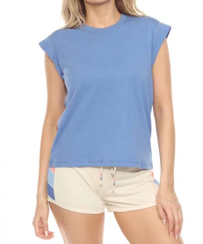Pj Salvage Sunrise Stripe Short Sleeve Lounge Tee In Indigo In Multi