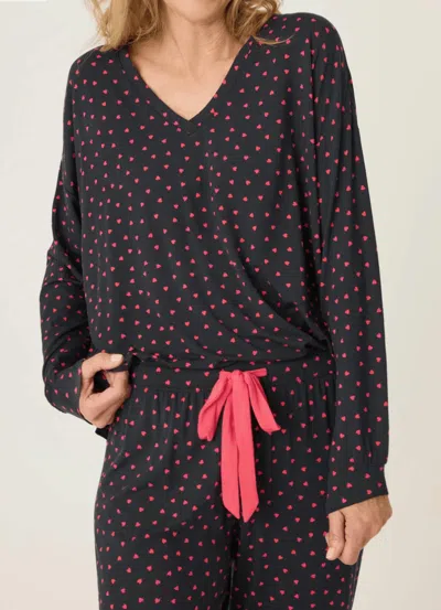 Pj Salvage Sweet Dreams Jersey Long Sleeve Top In Black