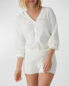 Pj Salvage Sweetheart Lace-trim Pointelle Cardigan In Ivory