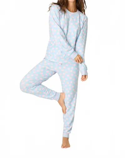Pj Salvage Sweetheart Love Hearts Print Peachy Pj Set In Blue Haze In Black