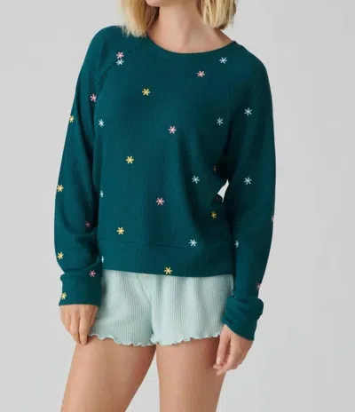 Pj Salvage Take It Easy Long Sleeve Top In Green