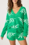Pj Salvage The Beachcomber Leaf Jacquard Sweater In Green