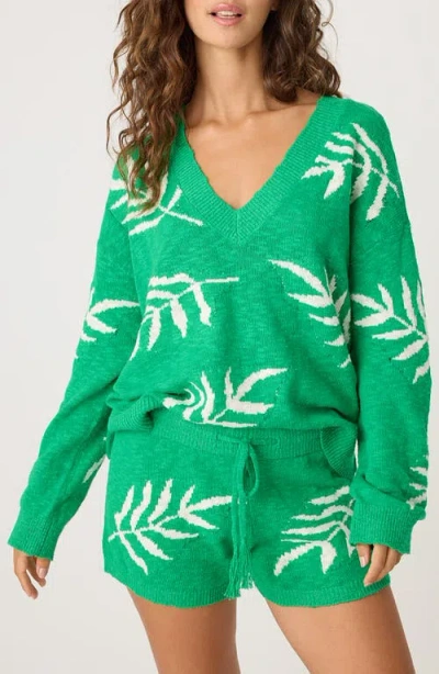 Pj Salvage The Beachcomber Leaf Jacquard Sweater