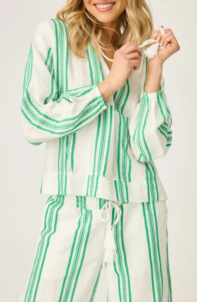 Pj Salvage The Beachcomber Stripe Puckered Gauze Hoodie