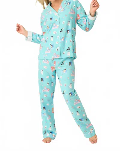 Pj Salvage This Is How I Roll 3-piece Flannel Pj Set In Turquoise In Blue