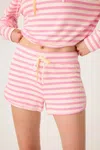 Pj Salvage Tini Time Striped Shorts In Sorbet In Pink