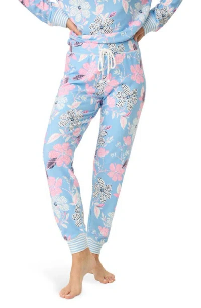 Pj Salvage Tropical Print Banded Pajamas In Bright Blue