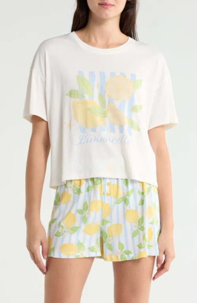 Pj Salvage T-shirt & Boxers Jersey Short Pajamas In Multi