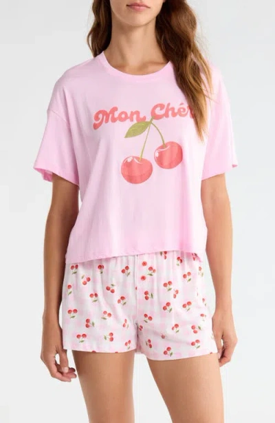 Pj Salvage T-shirt & Boxers Jersey Short Pajamas In Pink