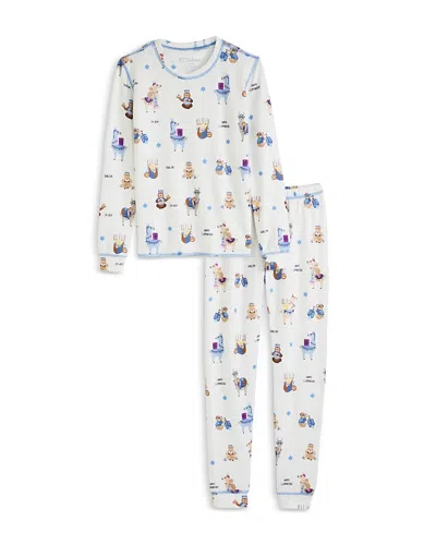 Pj Salvage Unisex Happy Llamakkah Pajama Set - Little Kid, Big Kid In Ivory
