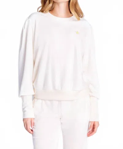 Pj Salvage Velour Vanity Long Sleeve Lounge Top In Stone In White