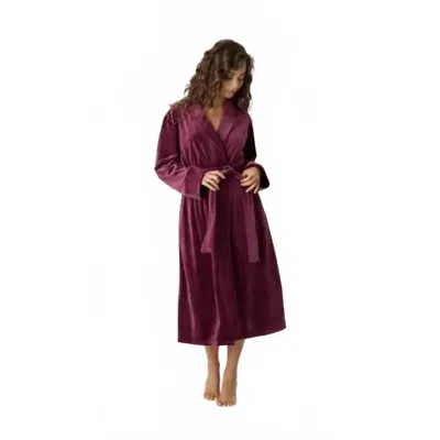 Pj Salvage Velvety Velour Robe In Maroon In Orange